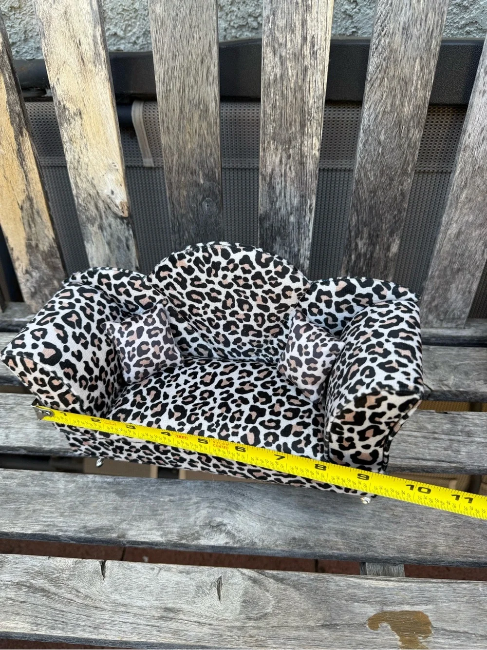 Leopard Print Accent Mini Sofa - Cream and Black couch doll furniture jewelry